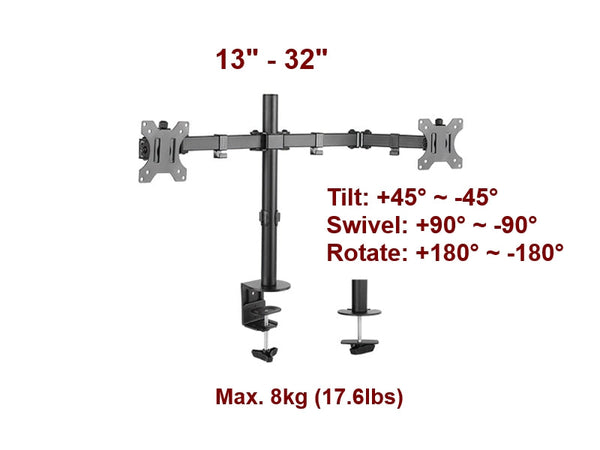 Economy Double Joint Steel Monitor Arm